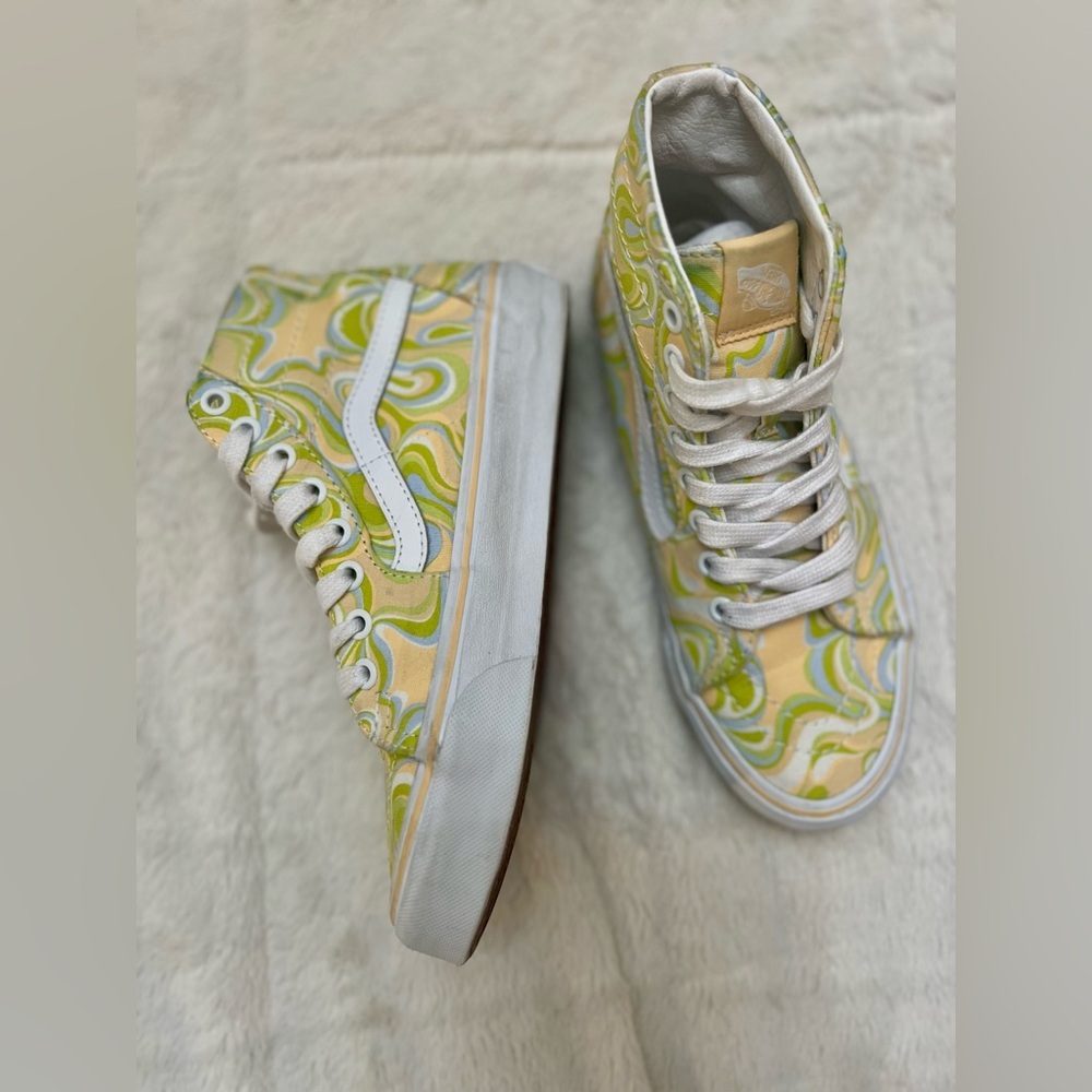 🛹 Vans Sk8-Hi Tapered Swirl Skate Shoes - Lime green, Blue, Yellow & White